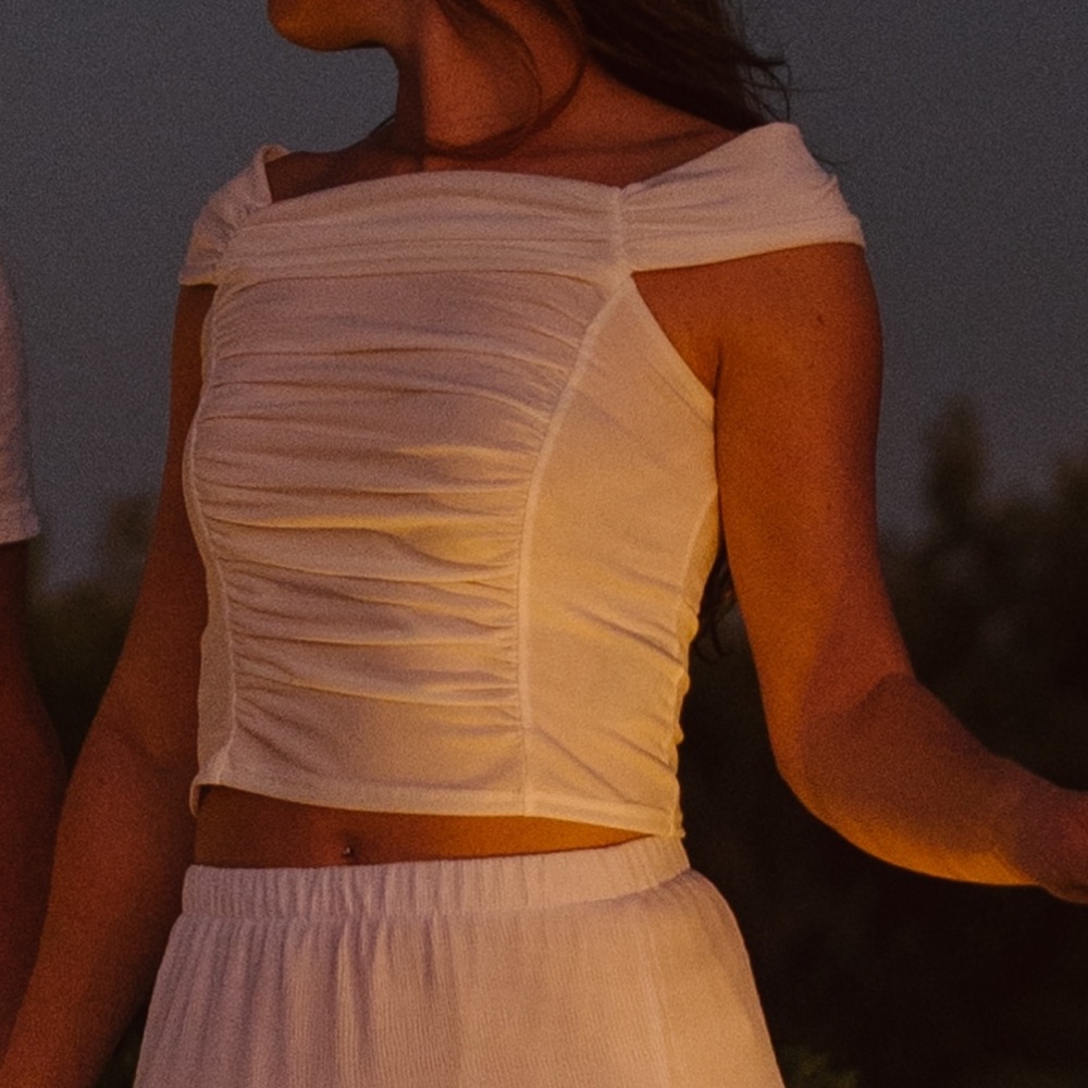 Urban Outfitters Cream Ruched Tank Top